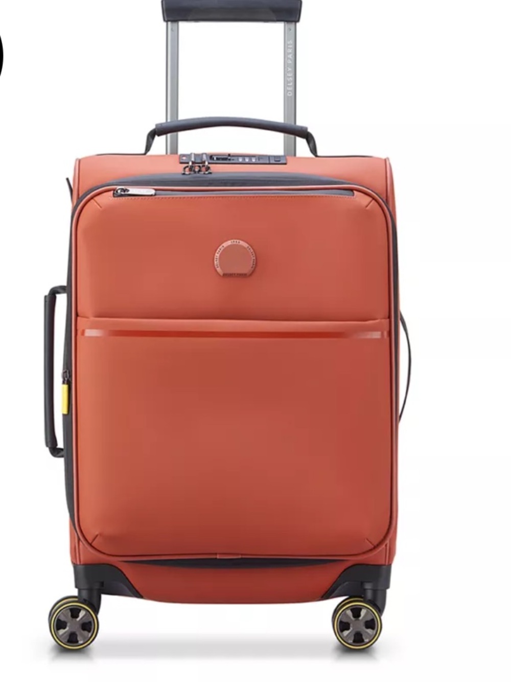 Delsey Paris Orange Turenne Soft Spinner Carry on Suitcase